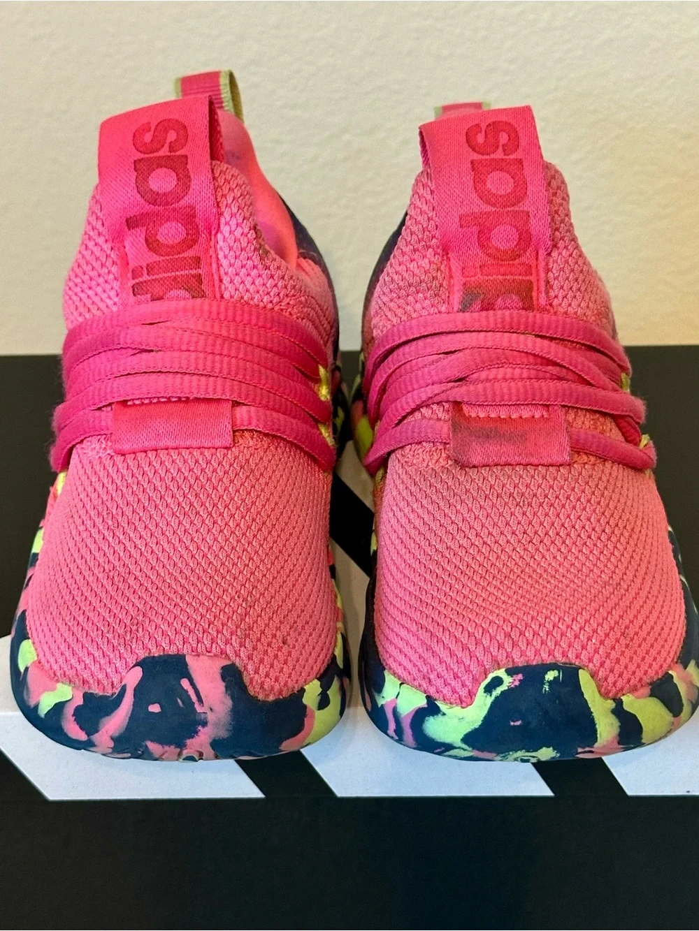 Girls adidas Lite Racer Adapt 7.0 K Slip-On Pink Camo Athletic Shoes Size 11.5k